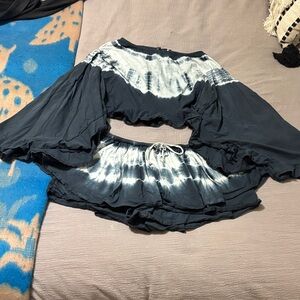 Free People Black and White Skirt Set